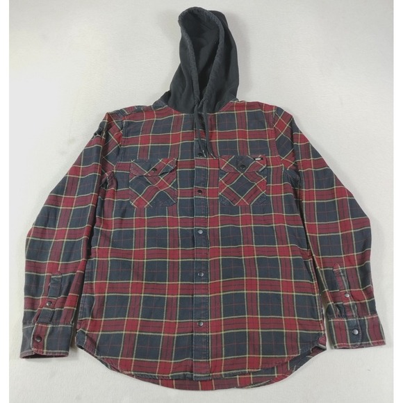 Vans Other - Vans Shirt Mens Medium Red Plaid Hooded Flannel Skater Skatelife Grunge Casual